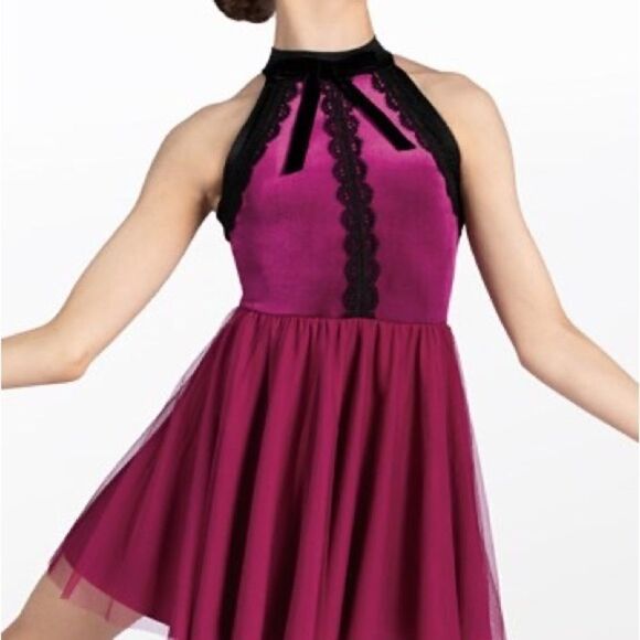 Weissman Dance costume dress burgundy WHEN WE WERE YOUNG 12508 Adult Small SA - Picture 1 of 12